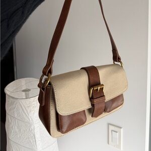 Brandy Melville Tan and Cream Shoulder Bag
